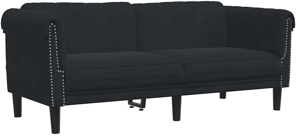 Sofa Sofos komplektas, 2 dalių, juodos spalvos, aksomas