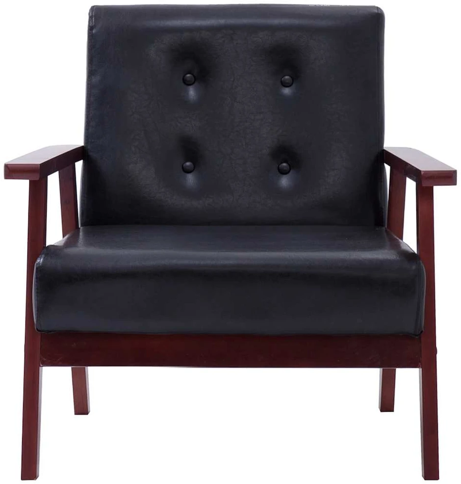 Sofa Sofos komplektas, 2 dalių, juodos spalvos, dirbtinė oda