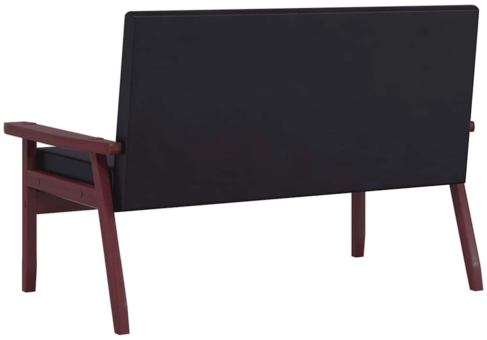 Sofa Sofos komplektas, 2 dalių, juodos spalvos, dirbtinė oda
