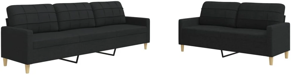Sofa Sofos komplektas, 2 dalių, juodos spalvos, audinys