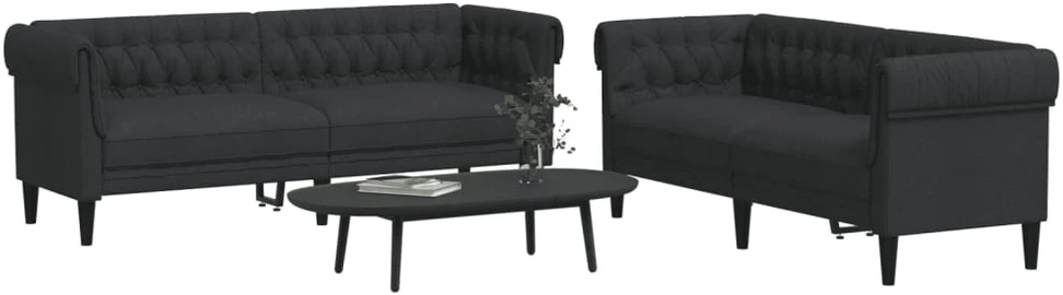 Sofa Sofos komplektas, 2 dalių, juodos spalvos, audinys