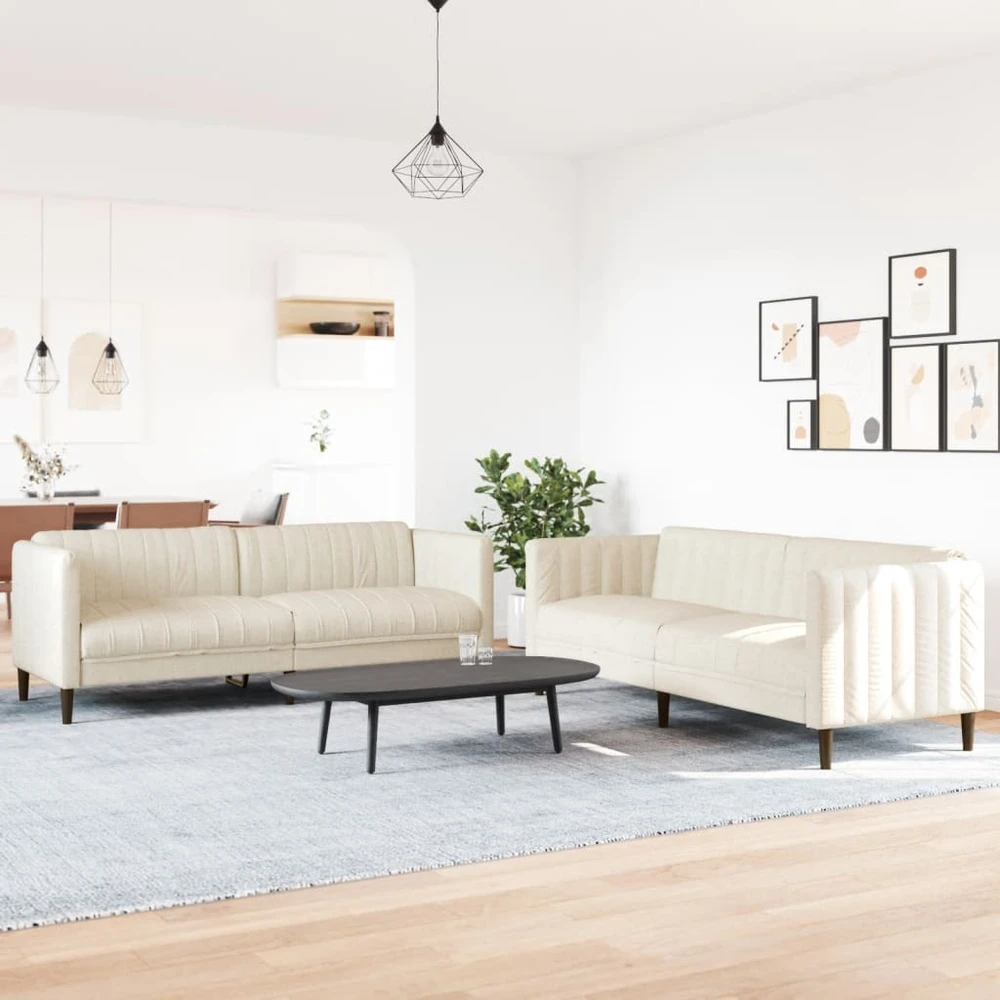 Sofa Sofos komplektas, 2 dalių, kreminės spalvos, audinys
