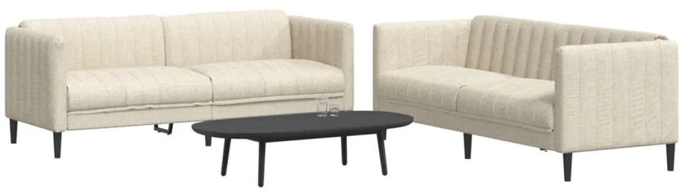 Sofa Sofos komplektas, 2 dalių, kreminės spalvos, audinys