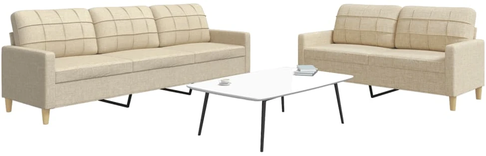Sofa Sofos komplektas, 2 dalių, kreminės spalvos, audinys
