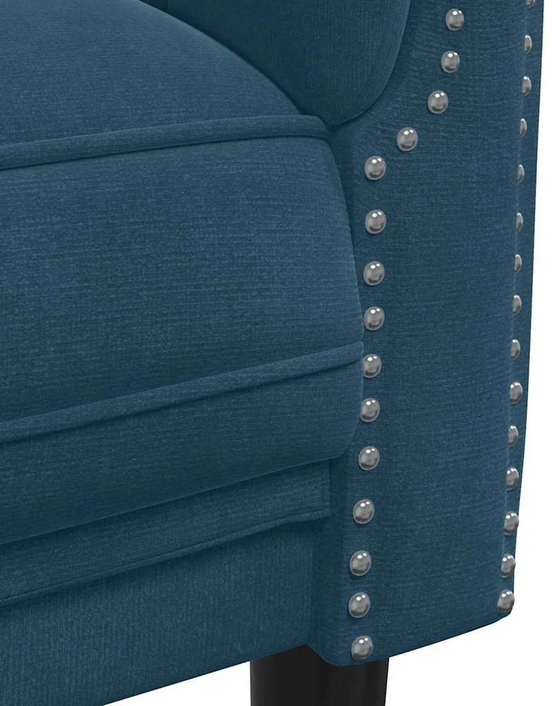 Sofa Sofos komplektas, 2 dalių, mėlynos spalvos, aksomas