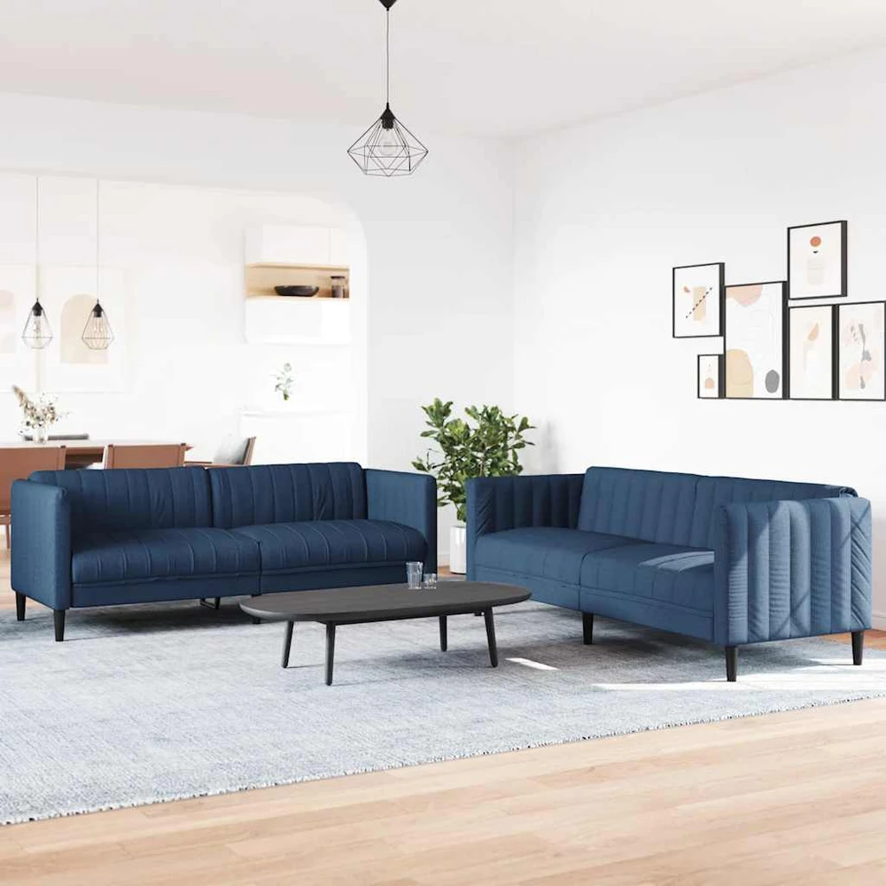 Sofa Sofos komplektas, 2 dalių, mėlynos spalvos, audinys