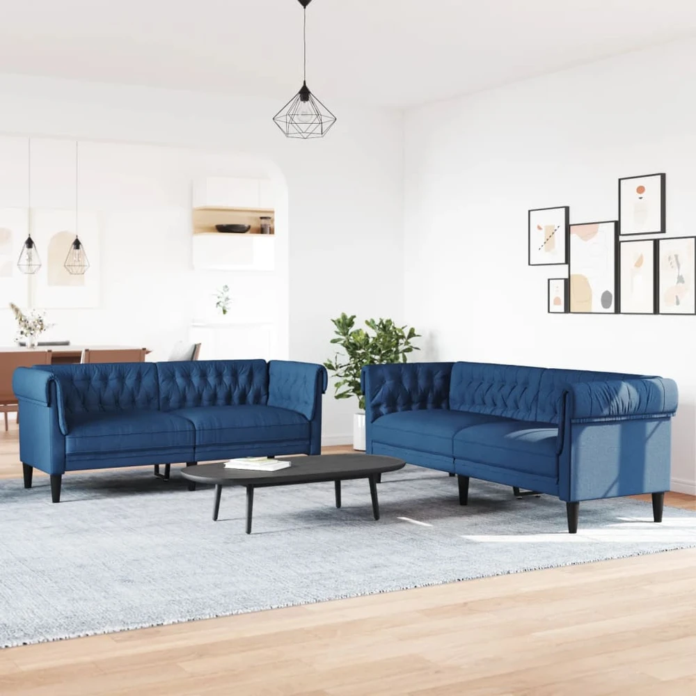 Sofa Sofos komplektas, 2 dalių, mėlynos spalvos, audinys