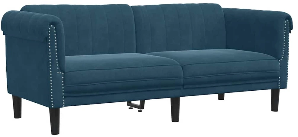 Sofa Sofos komplektas, 2 dalių, mėlynos spalvos, aksomas
