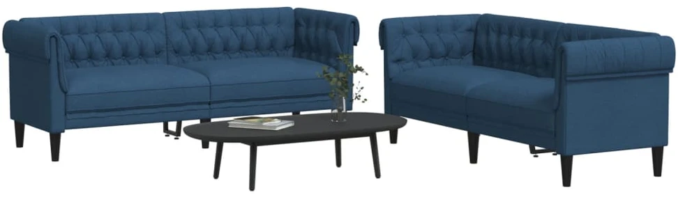Sofa Sofos komplektas, 2 dalių, mėlynos spalvos, audinys
