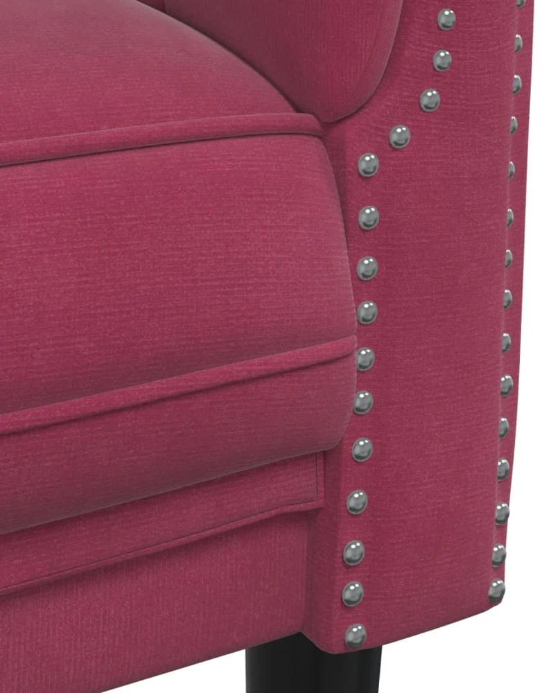 Sofa Sofos komplektas, 2 dalių, raudonojo vyno spalvos, aksomas