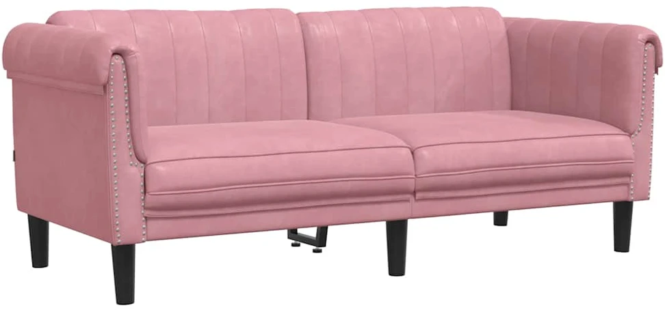 Sofa Sofos komplektas, 2 dalių, rožinės spalvos, aksomas