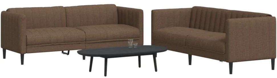 Sofa Sofos komplektas, 2 dalių, rudos spalvos, audinys