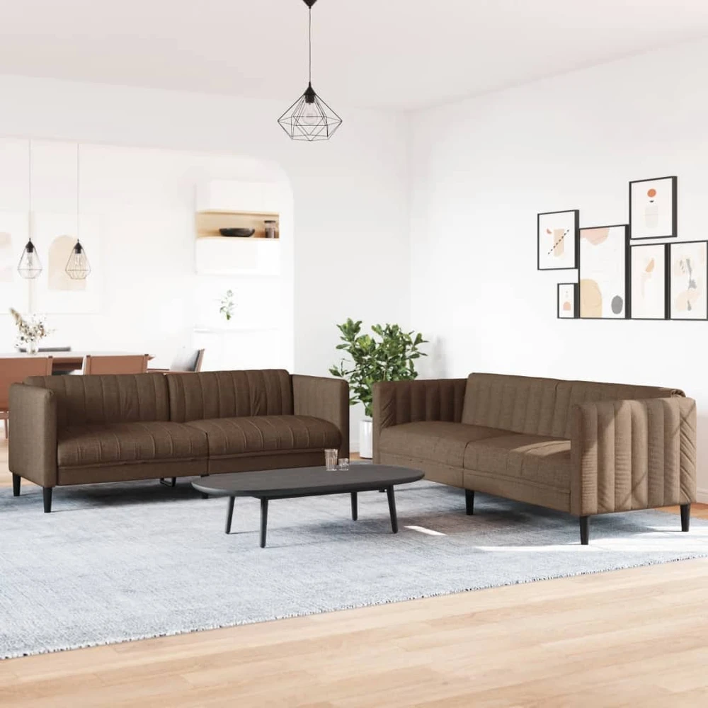 Sofa Sofos komplektas, 2 dalių, rudos spalvos, audinys