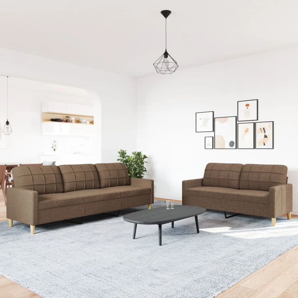 Sofa Sofos komplektas, 2 dalių, rudos spalvos, audinys