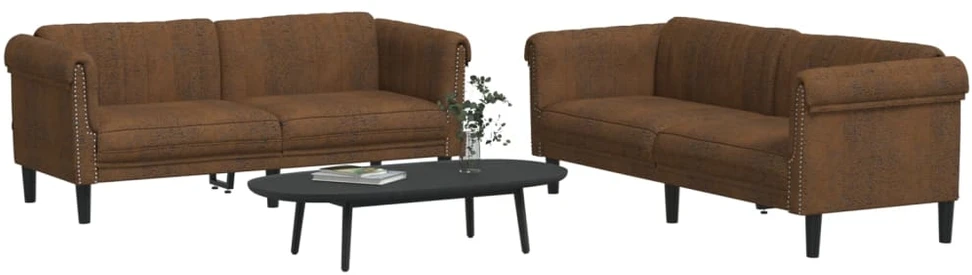 Sofa Sofos komplektas, 2 dalių, rudos spalvos, aksomas
