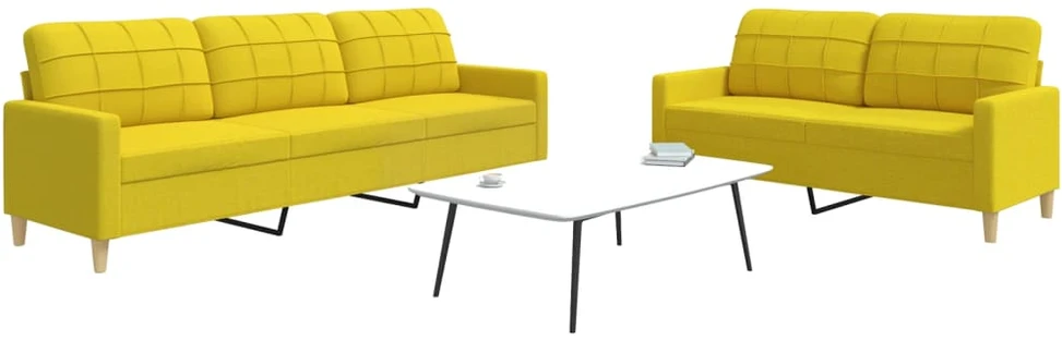 Sofa Sofos komplektas, 2 dalių, šviesiai geltonos spalvos, audinys