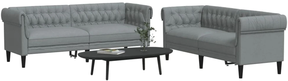 Sofa Sofos komplektas, 2 dalių, šviesiai pilkos spalvos, audinys
