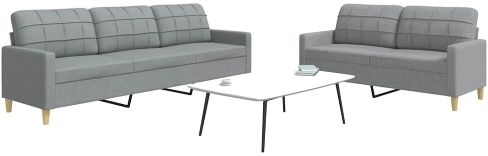 Sofa Sofos komplektas, 2 dalių, šviesiai pilkos spalvos, audinys