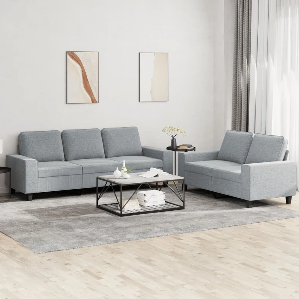 Sofa Sofos komplektas, 2 dalių, šviesiai pilkos spalvos, audinys