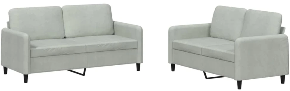 Sofa Sofos komplektas, 2 dalių, šviesiai pilkos spalvos, aksomas