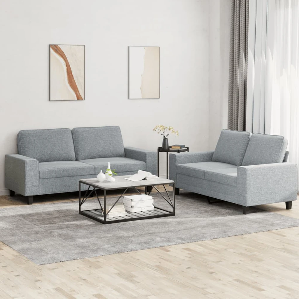 Sofa Sofos komplektas, 2 dalių, šviesiai pilkos spalvos, audinys