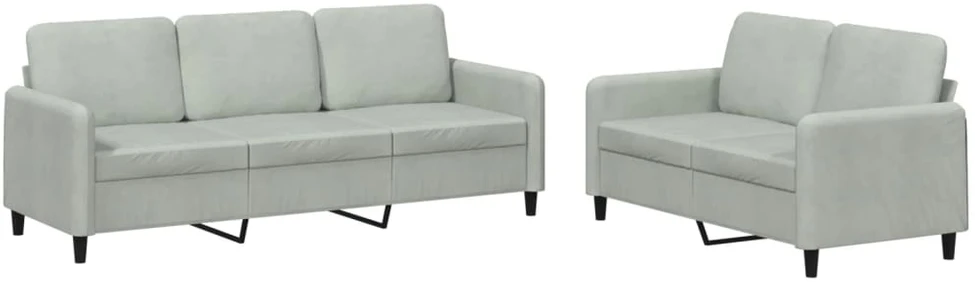 Sofa Sofos komplektas, 2 dalių, šviesiai pilkos spalvos, aksomas