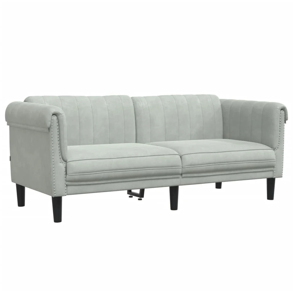 Sofa Sofos komplektas, 2 dalių, šviesiai pilkos spalvos, aksomas