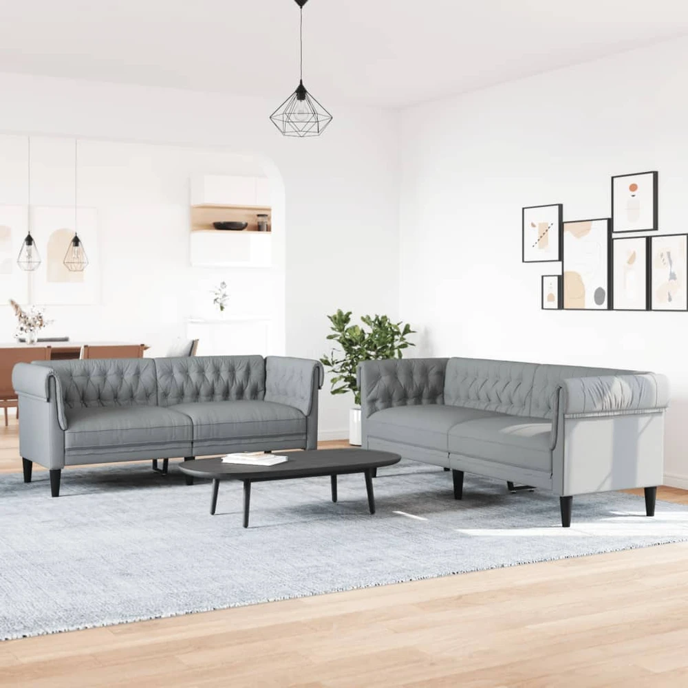 Sofa Sofos komplektas, 2 dalių, šviesiai pilkos spalvos, audinys