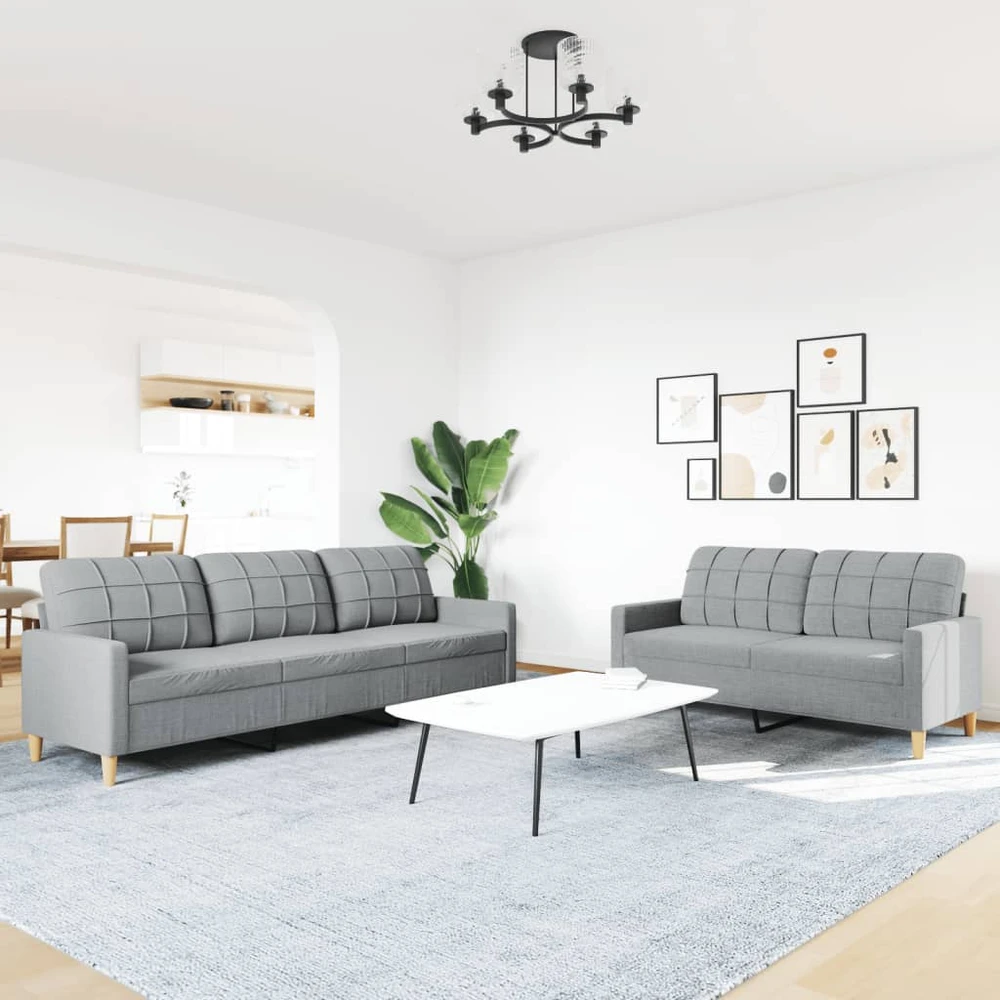 Sofa Sofos komplektas, 2 dalių, šviesiai pilkos spalvos, audinys