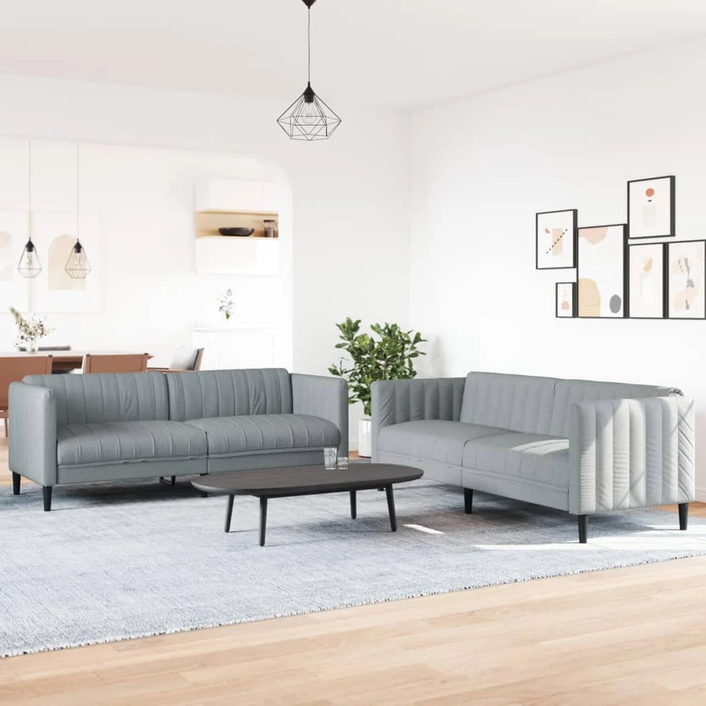 Sofa Sofos komplektas, 2 dalių, šviesiai pilkos spalvos, audinys