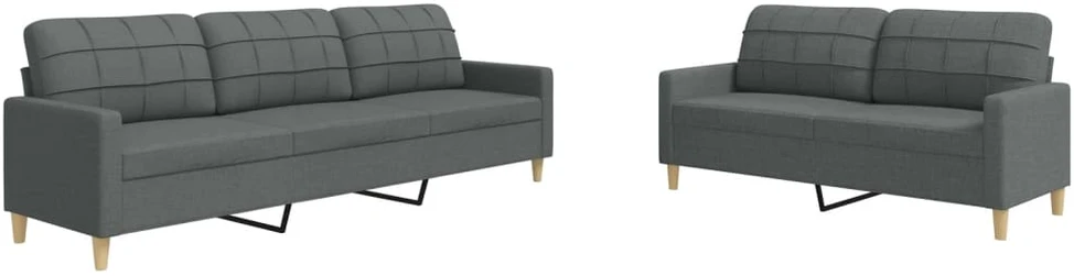 Sofa Sofos komplektas, 2 dalių, tamsiai pilkos spalvos, audinys