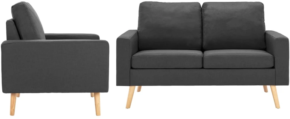 Sofa Sofos komplektas, 2 dalių, tamsiai pilkos spalvos, audinys