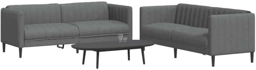 Sofa Sofos komplektas, 2 dalių, tamsiai pilkos spalvos, audinys