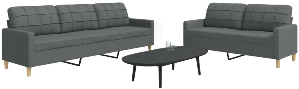 Sofa Sofos komplektas, 2 dalių, tamsiai pilkos spalvos, audinys