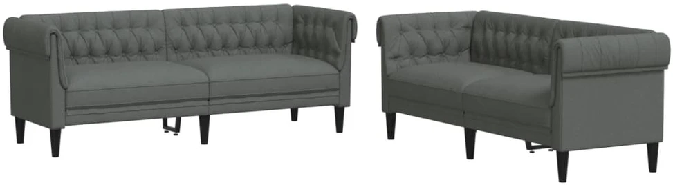 Sofa Sofos komplektas, 2 dalių, tamsiai pilkos spalvos, audinys