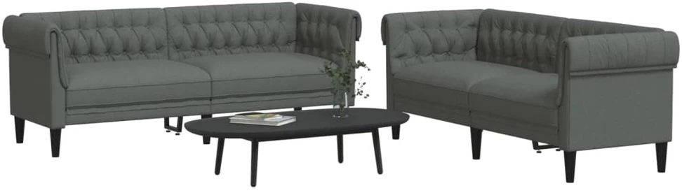 Sofa Sofos komplektas, 2 dalių, tamsiai pilkos spalvos, audinys