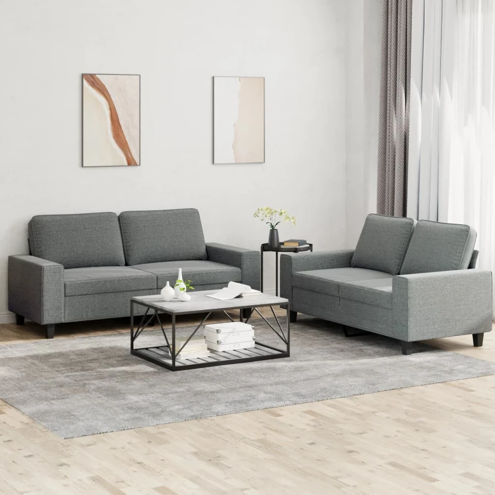 Sofa Sofos komplektas, 2 dalių, tamsiai pilkos spalvos, audinys