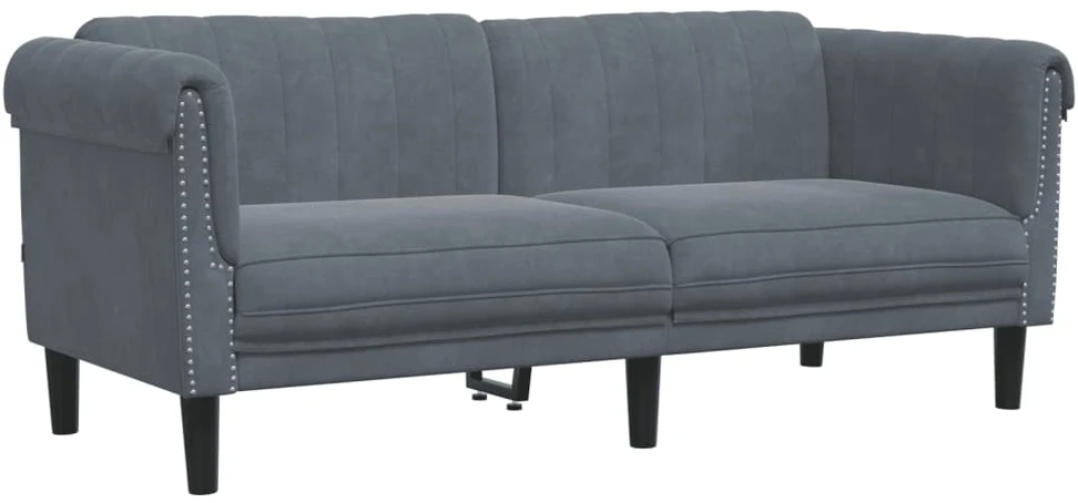 Sofa Sofos komplektas, 2 dalių, tamsiai pilkos spalvos, aksomas