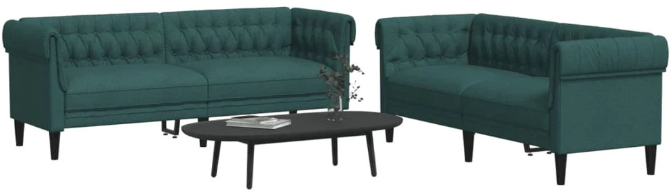 Sofa Sofos komplektas, 2 dalių, tamsiai žalios spalvos, audinys