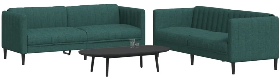 Sofa Sofos komplektas, 2 dalių, tamsiai žalios spalvos, audinys