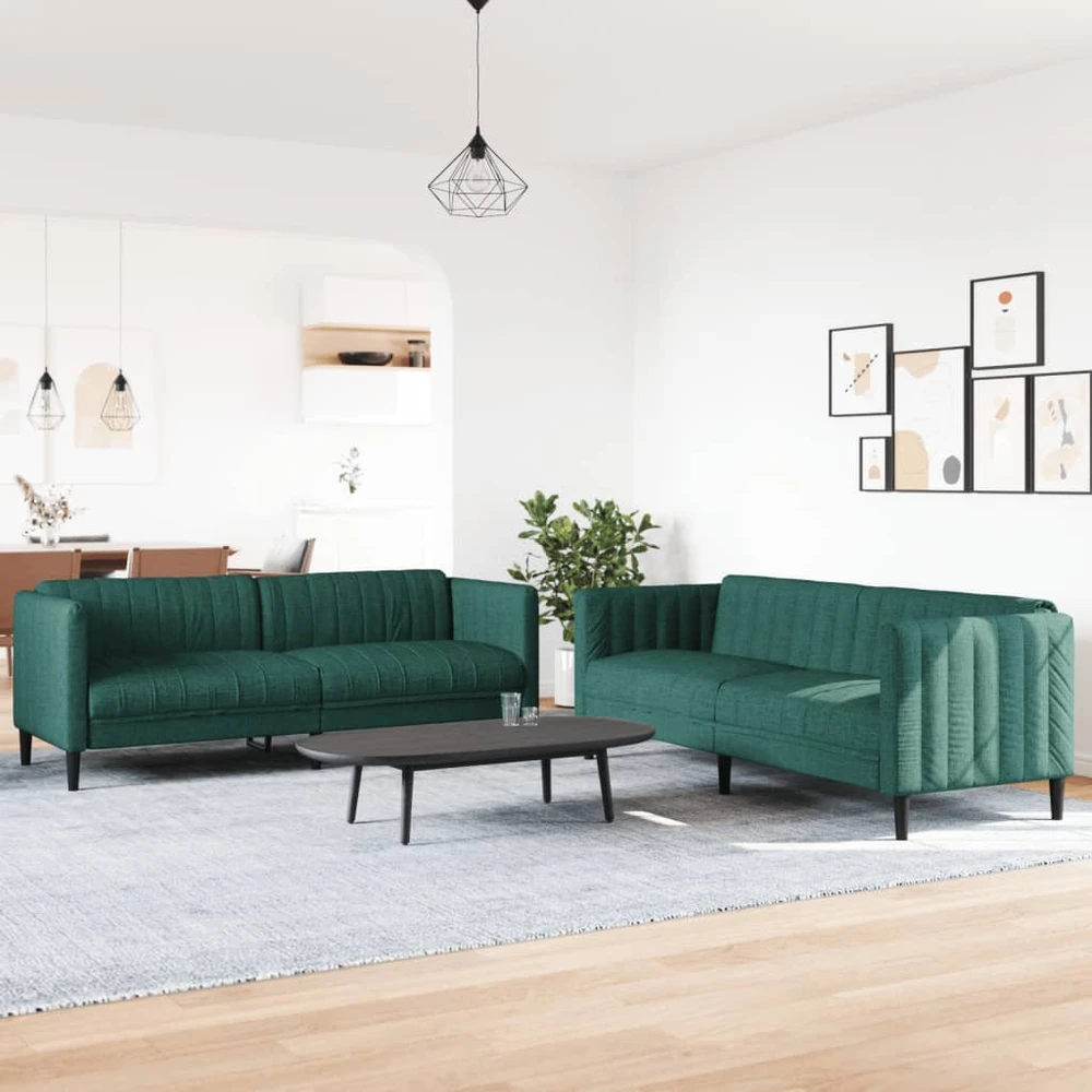 Sofa Sofos komplektas, 2 dalių, tamsiai žalios spalvos, audinys