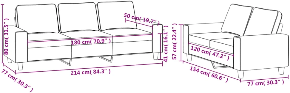 Sofa Sofos komplektas, 2 dalių, taupe spalvos, audinys
