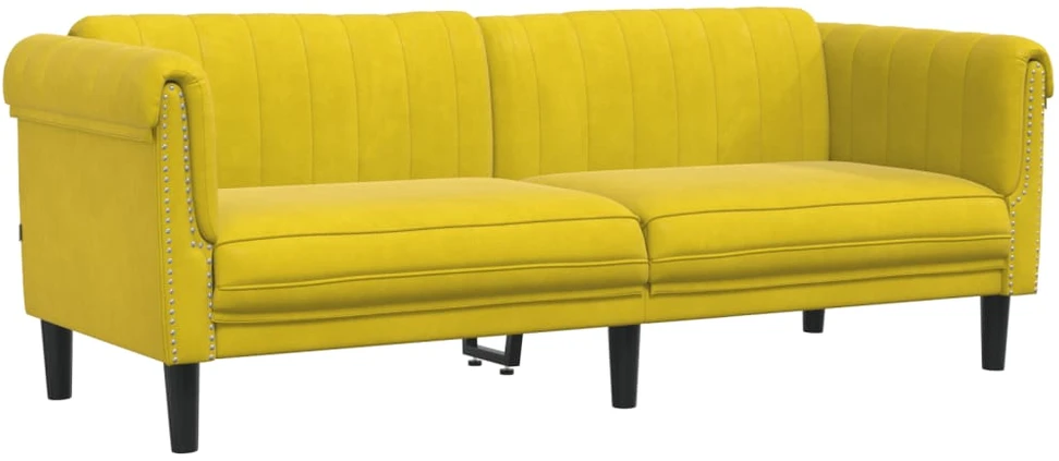 Sofa Sofos komplektas, 3 dalių, geltonos spalvos, aksomas