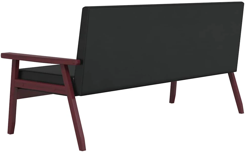 Sofa Sofos komplektas, 3 dalių, juodos spalvos, dirbtinė oda