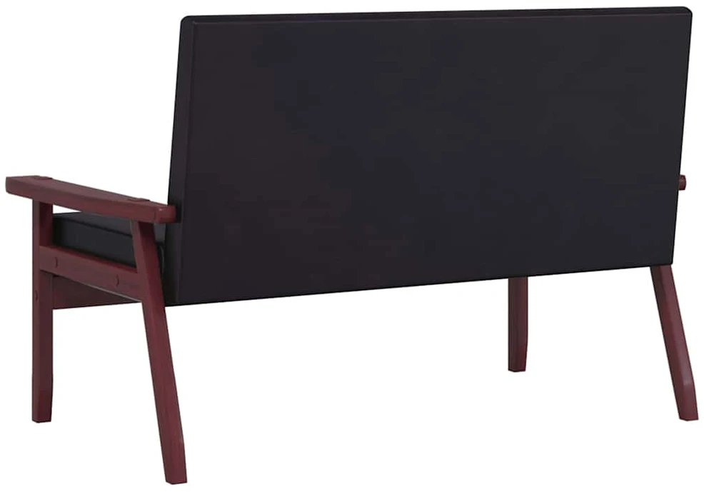 Sofa Sofos komplektas, 3 dalių, juodos spalvos, dirbtinė oda