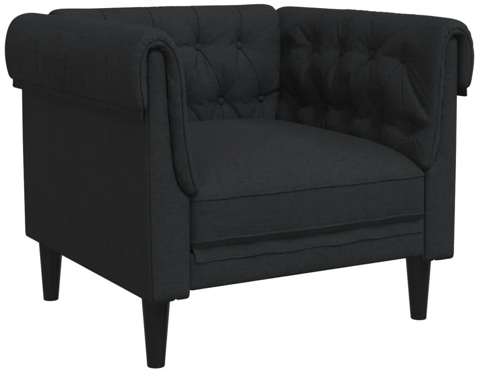 Sofa Sofos komplektas, 3 dalių, juodos spalvos, audinys