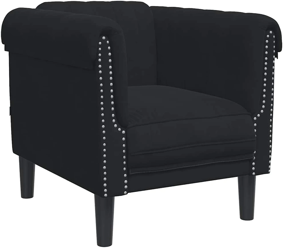 Sofa Sofos komplektas, 3 dalių, juodos spalvos, aksomas