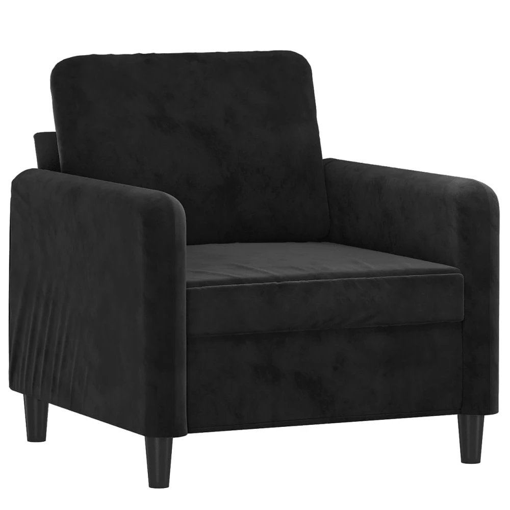 Sofa Sofos komplektas, 3 dalių, juodos spalvos, aksomas