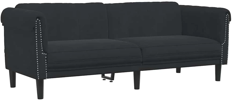 Sofa Sofos komplektas, 3 dalių, juodos spalvos, aksomas