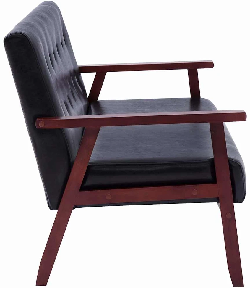 Sofa Sofos komplektas, 3 dalių, juodos spalvos, dirbtinė oda